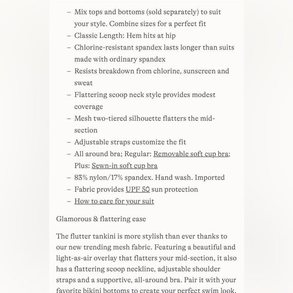 CLand's End Plus Size Tankini Mesh tiered chlorine resist Lime Egret floral L - Picture 3 of 5